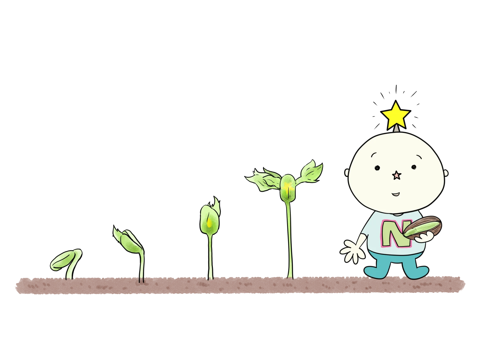 小さなたねが芽吹き、育っていく、あきやフリースクールたねの公式イラスト